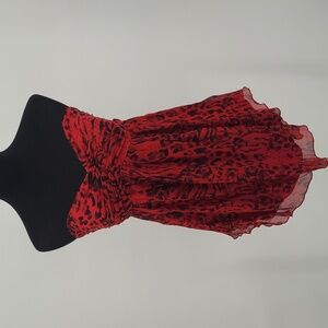 NWT Express Strapless Red/Black Silk Top Women's Size 8